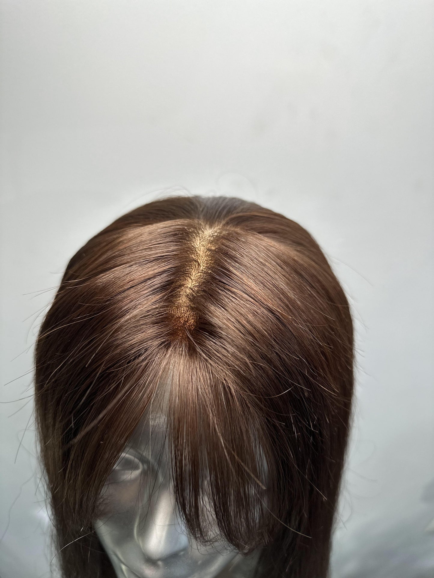 Elegant Chestnut Brown Silk Base Topper | 18" Length