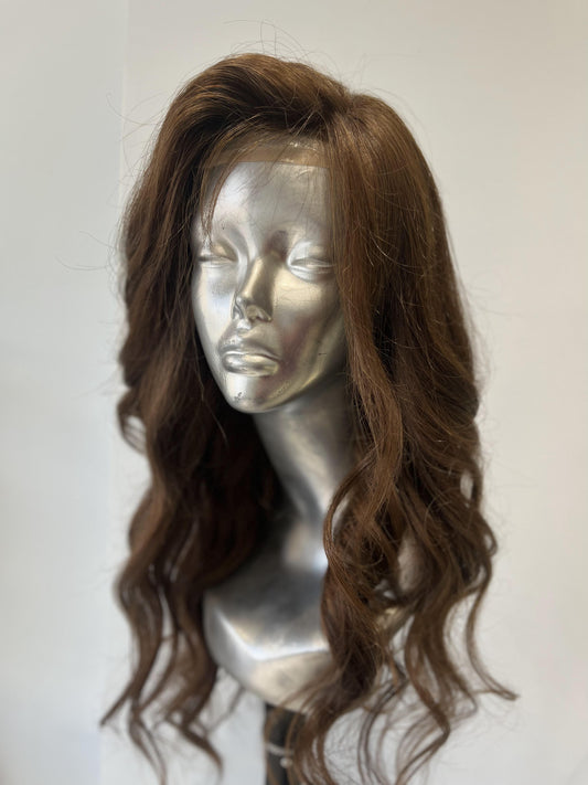 Brunette silk base lace wig