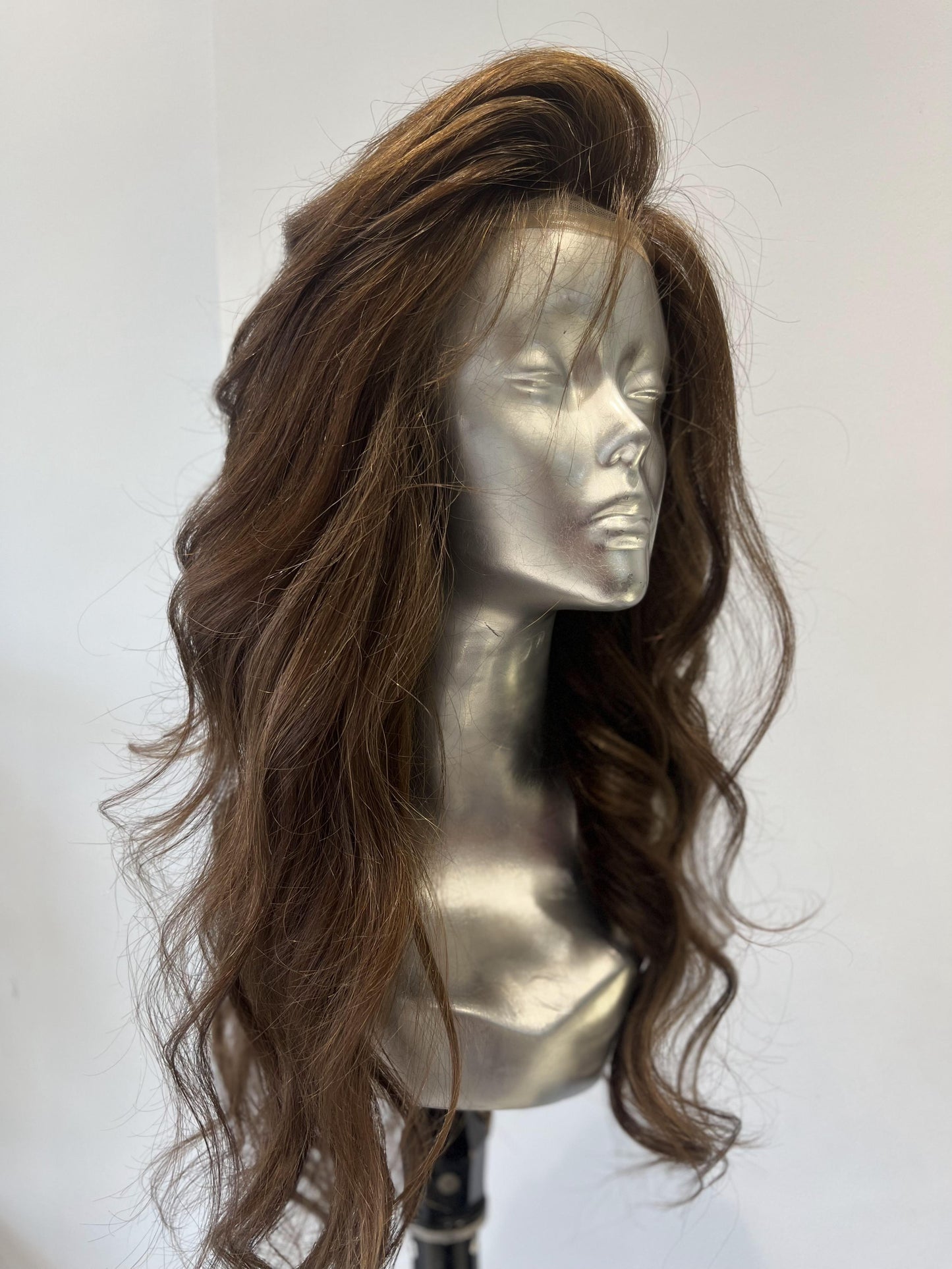 Brunette silk base lace wig