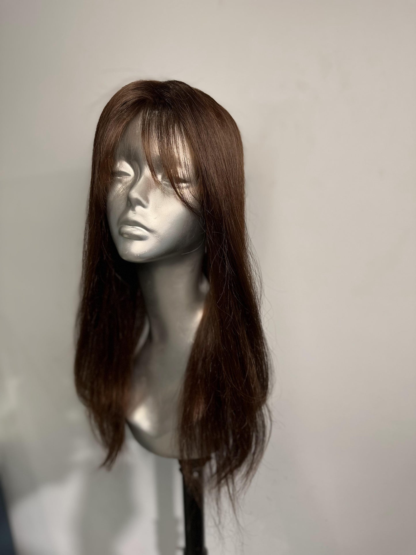 Elegant Chestnut Brown Silk Base Topper | 18" Length