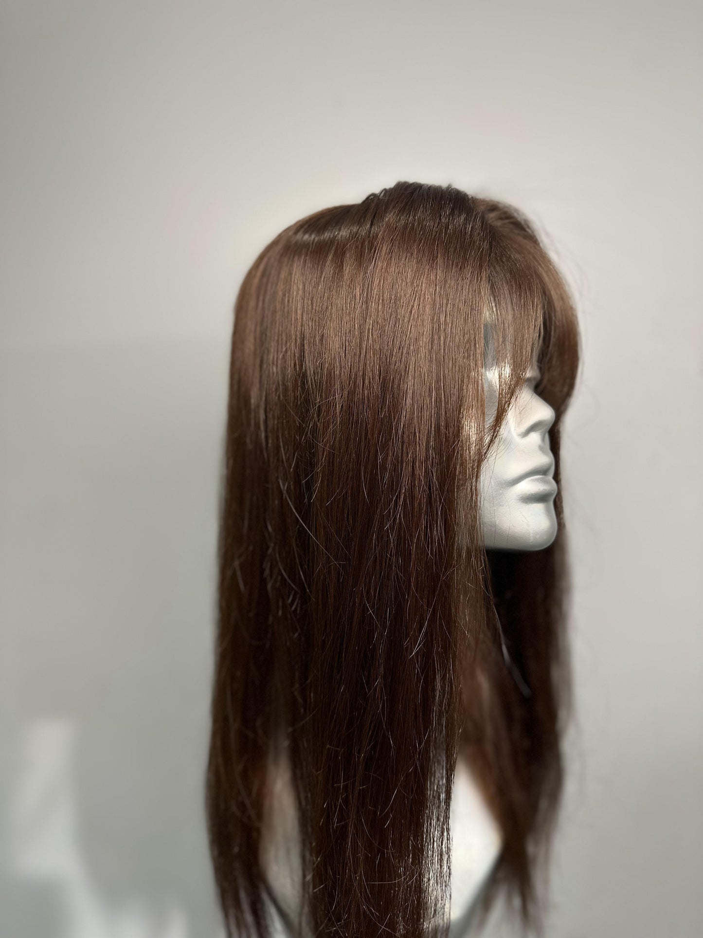 Elegant Chestnut Brown Silk Base Topper | 18" Length