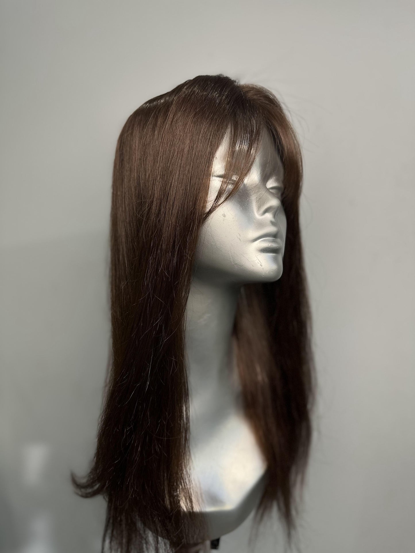 Elegant Chestnut Brown Silk Base Topper | 18" Length