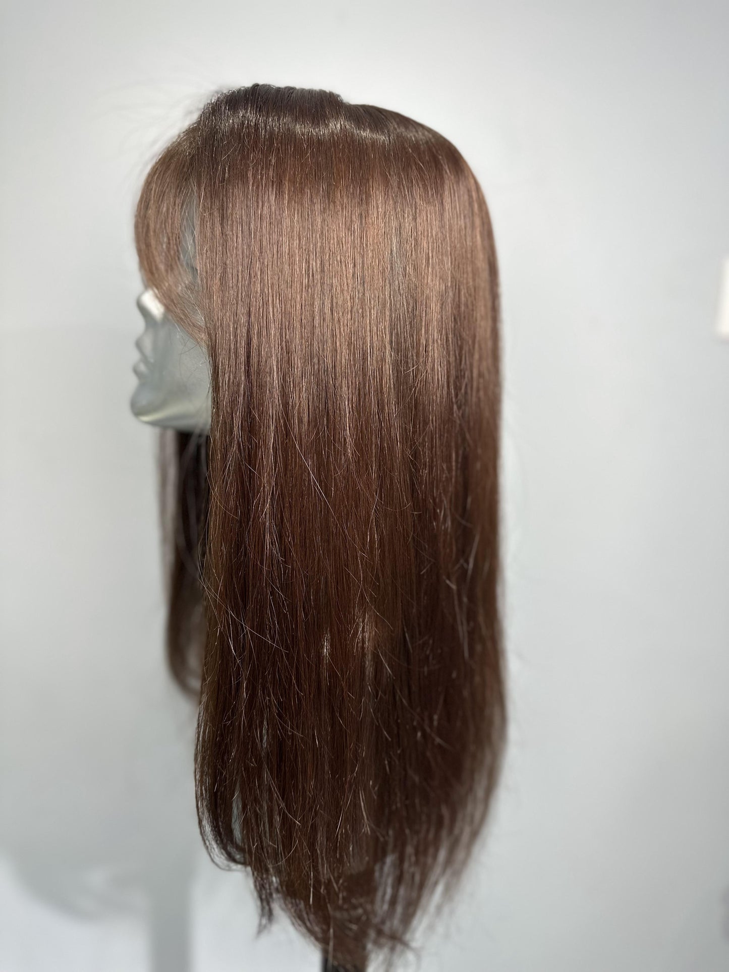 Elegant Chestnut Brown Silk Base Topper | 18" Length