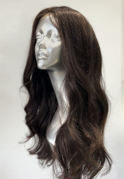 Elegant dark brown front lace wig